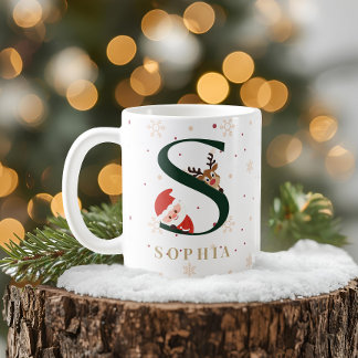 Café Taza S de Monograma de Navidad Personalizada