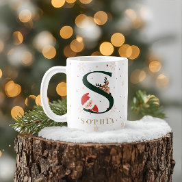 Café Taza S de Monograma de Navidad Personalizada