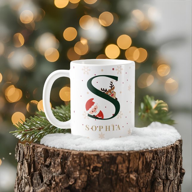 Café Taza S de Monograma de Navidad Personalizada (Subido por el creador)
