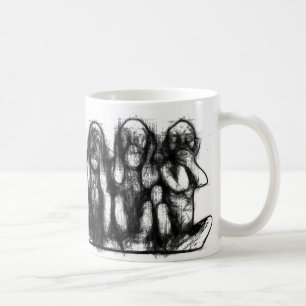 Café Taza sabia del bosquejo de tres monos