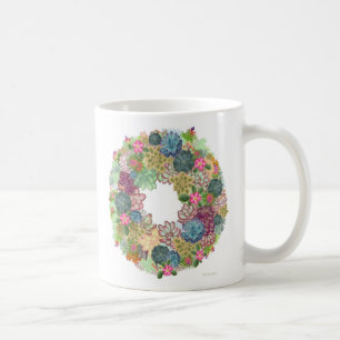 Café Taza suculenta de la guirnalda del desierto