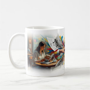 Café Taza Take On Me Chica Leyendo Mundo de Cómic