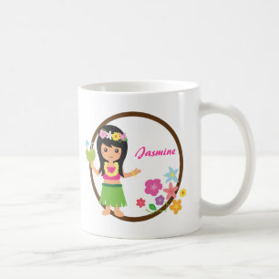 Café Taza temática hawaiana linda de Luau del chica de