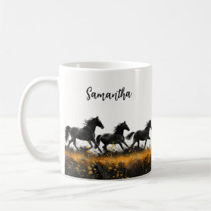 Café Taza temática personalizada de caballos salvajes y