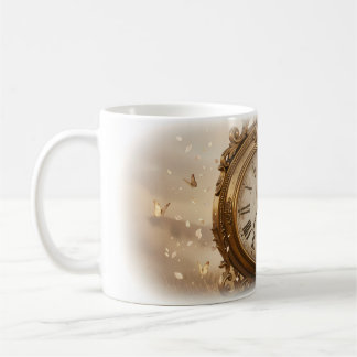 Café Taza Tiempos de Novia Reloj Mariposas Atemporal