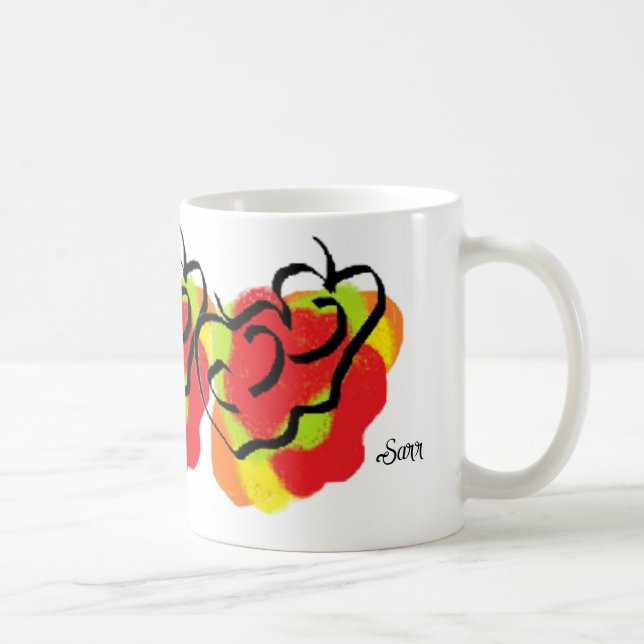 Café taza ; toque de una manzana (Derecha)
