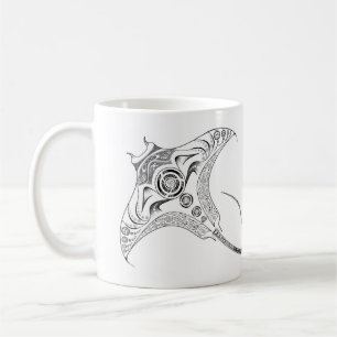 Café Taza tribal de Dotwork del rayo de Manta