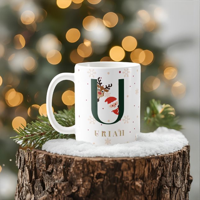 Café Taza U de monograma de Navidad personalizada (Subido por el creador)