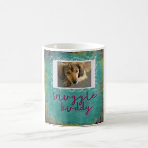 Café Taza verde azulada de encargo de la foto del perro