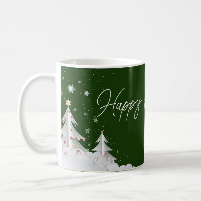 Café Taza verde de Feliz Navidad - Fiesta navideña (Izquierda)