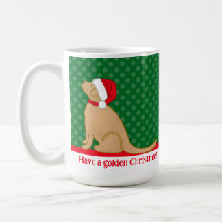 Café Taza verde de Navidad con Golden Retriever