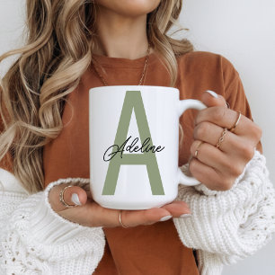 Café Taza Verde de Regalo con Nombre Inicial Personaliz