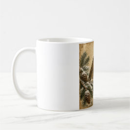 Café taza vintage de Navidad petirrojo