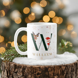 Café Taza W de Monograma de Navidad Personalizada