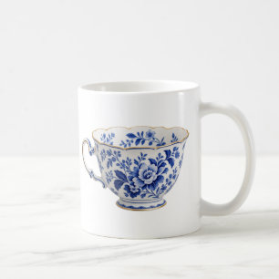 Café Taza y tazón de porcelana azul de Delft   Una taza