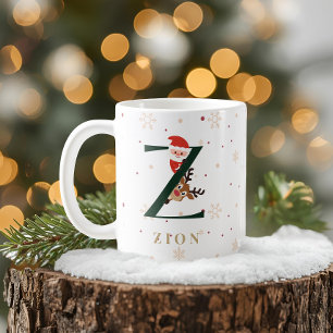 Café Taza Z de monograma de Navidad personalizada