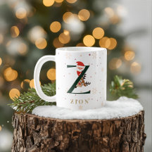 Taza Z de monograma de Navidad personalizada