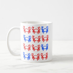 Café Taza Zodíaco con Contorno de Cangrejo Rojo y Azul