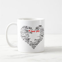 Te amo en taza blanca básica de los otros idiomas