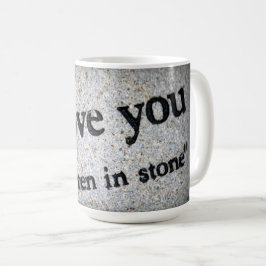 Café Te amo taza de café, escrita en piedra