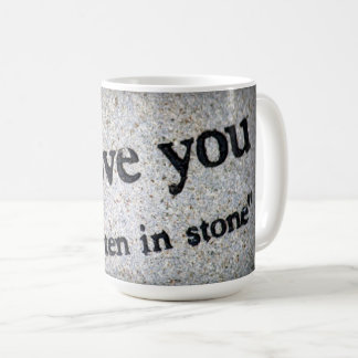 Café Te amo taza de café, escrita en piedra