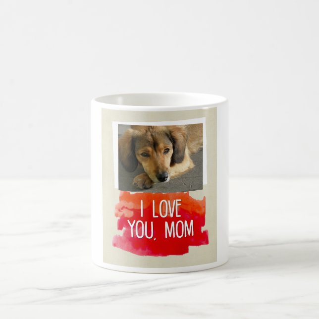 Café Te amo taza de encargo de la foto del perro de la (Centro)