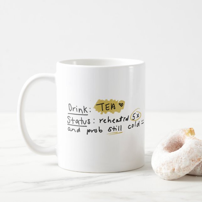 Café Té caliente, té helado, taza de ilustración (Con donut)