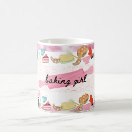 Café Tema de taza para panaderos al estilo de chica hor