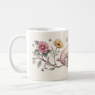 Café Tetera de Cerdo Camelia Acuarela Taza de Té Tiempo