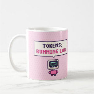 Café Tokens: Agotándose Taza de Pixel Divertida de AI