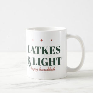 Café Tortitas de patata y luz Feliz Hanukkah Taza