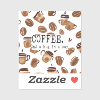 Café. un abrazo en un pegatina de taza