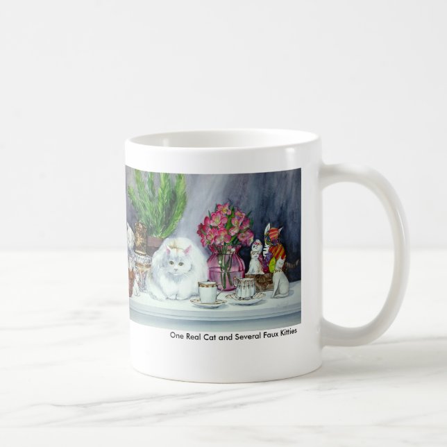 Café Un gato real y taza de varios falsa gatitos (Derecha)