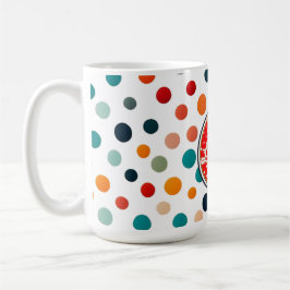Café una taza con tema de aMOR con lunares brillantes