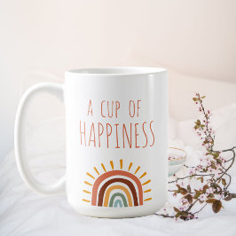 Café "Una taza de felicidad", tazón boho moderno arco i