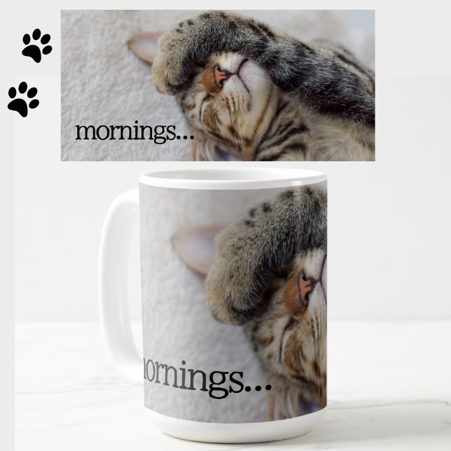 Café Una taza de gato para los que odian por la mañana (Morning-haters will identify with this adorable tabby cat mug!)