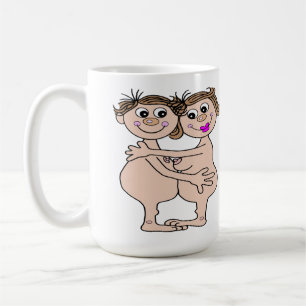 Café Una taza de pareja con un gran abrazo