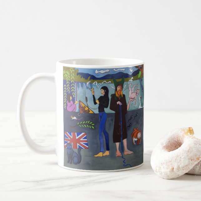 Café Vivian y taza del Towpath de Ki - arte por Sydney (Con donut)