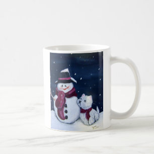 Café Westie y taza del muñeco de nieve