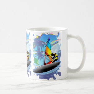 Café WindSurfer en la taza blanca clásica de las olas