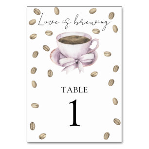 Café y ducha de novia con arco - número de mesa bo