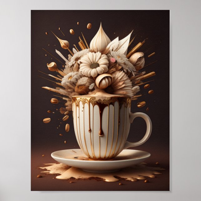 Café y flores arte moderno (Frente)