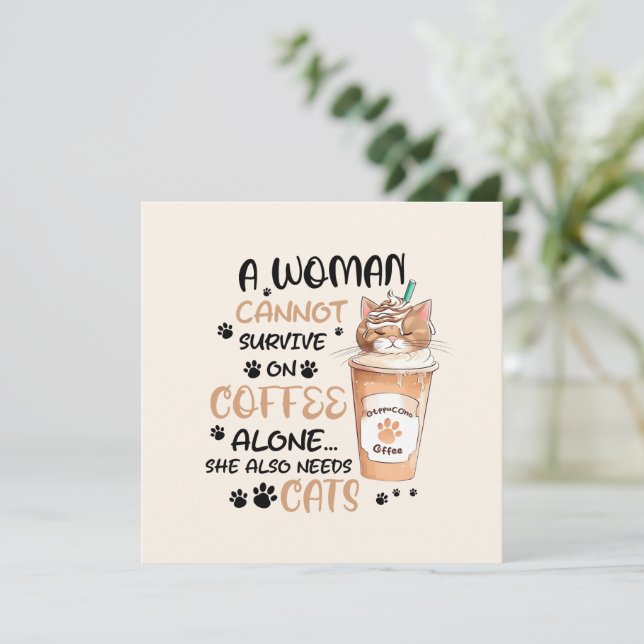 Café y gatos - Arte Cute Kawaii (Anverso de pie)