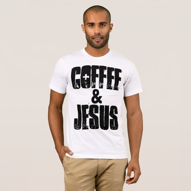 CAFÉ y JESÚS, camisetas cristianas (Anverso completo)