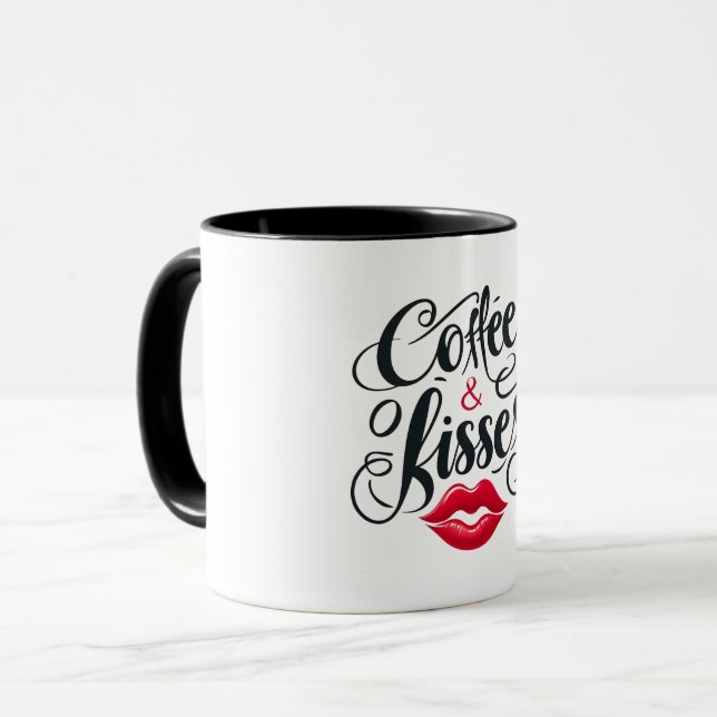 Café y Kissess - taza romántica (Anverso izquierdo)