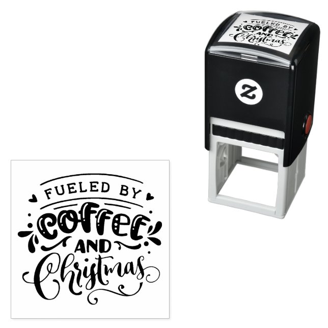 Café y Navidades se autoinclina sello de caucho (In Situ)