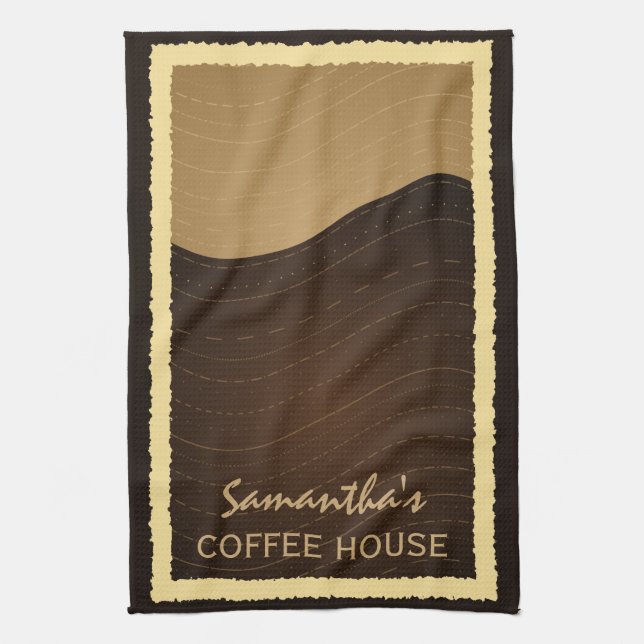 Café y ola de crema toalla de té de cocina vertica (Vertical)