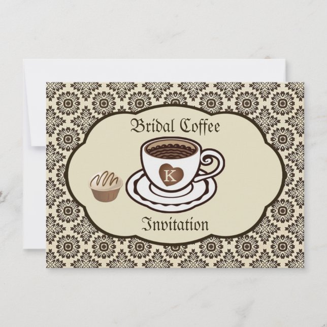 Café y pastel, damasco Invitación a la ducha de no (Anverso)