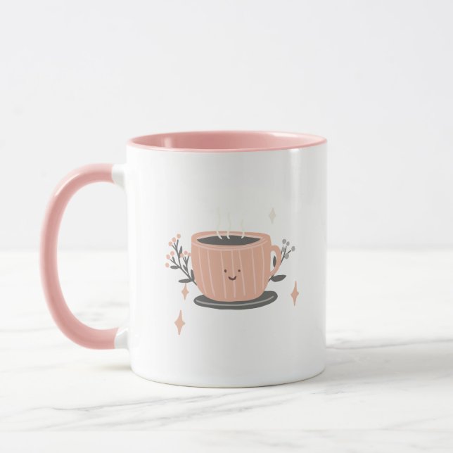 Café y tazas con textura rosa (Izquierda)