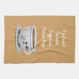 Café y toalla de cocina de los perros
